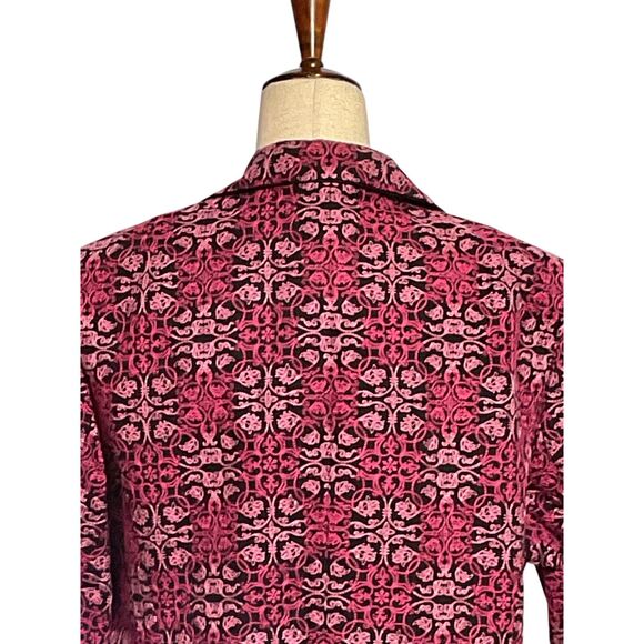 Talbots Pink Patterned Cotton Blazer - Embroidered & Hook Closure - Picture 8 of 12